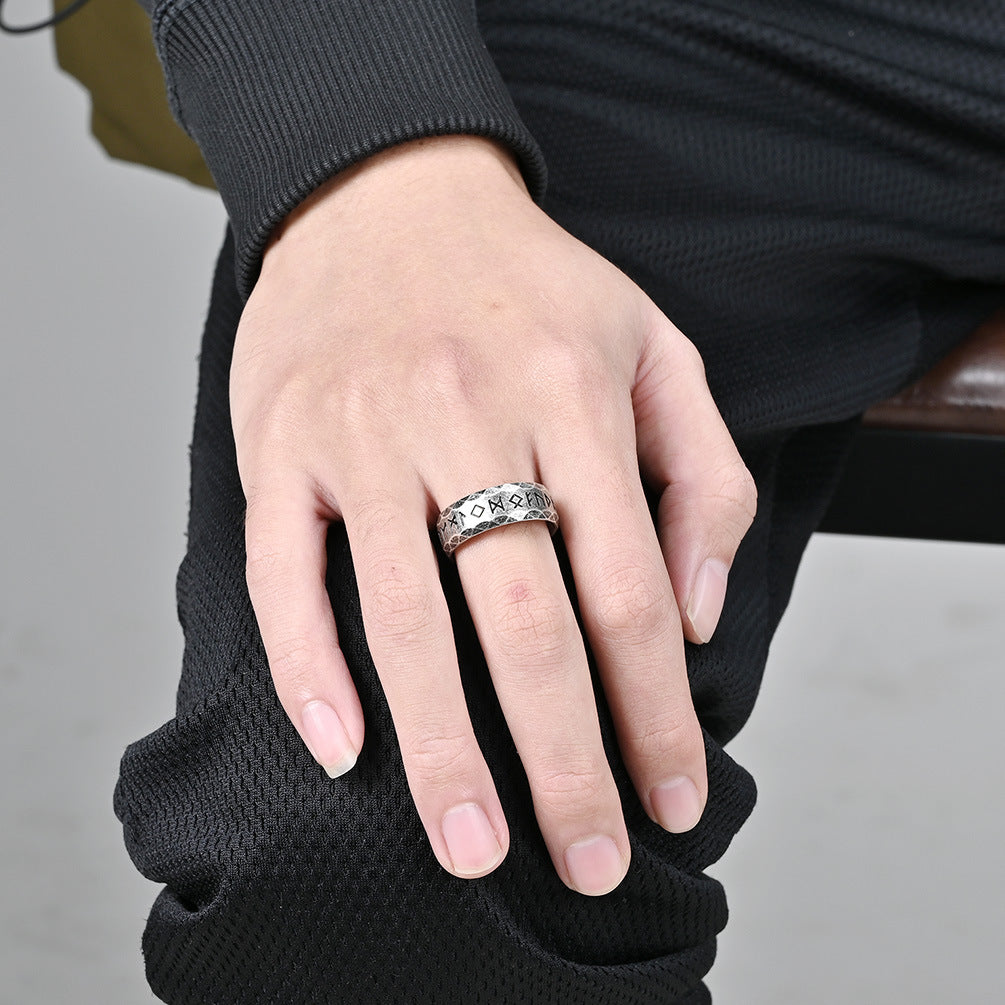 Wholesale Vintage text titanium steel ring